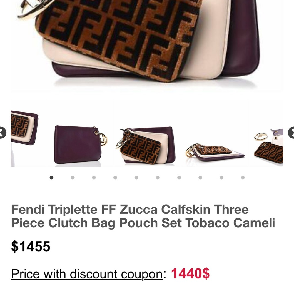 NWOT Fendi Tripletted Zucca Pouch - Picture 14 of 14